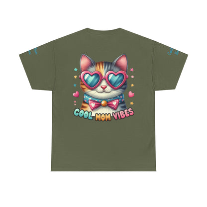 Cool Mom Vibes Cat Tee, Unisex Cotton T-Shirt, Cute Cat Shirt, Pet Lover Gift, Fun Gift for Moms, Playful Everyday Wear