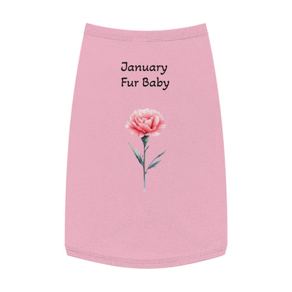 Graphic Pet Tank Top, January Fur Baby - Dog Lover Gift, Birthday Present, Floral Sleeveless Shirt, Cute Pet Apparel, Pet Owner