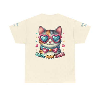 Cool Mom Vibes Cat Tee, Unisex Cotton T-Shirt, Cute Cat Shirt, Pet Lover Gift, Fun Gift for Moms, Playful Everyday Wear