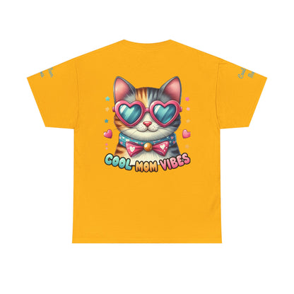 Cool Mom Vibes Cat Tee, Unisex Cotton T-Shirt, Cute Cat Shirt, Pet Lover Gift, Fun Gift for Moms, Playful Everyday Wear