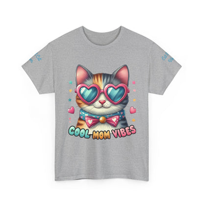 Cool Mom Vibes Cat Tee, Unisex Cotton T-Shirt, Cute Cat Shirt, Pet Lover Gift, Fun Gift for Moms, Playful Everyday Wear