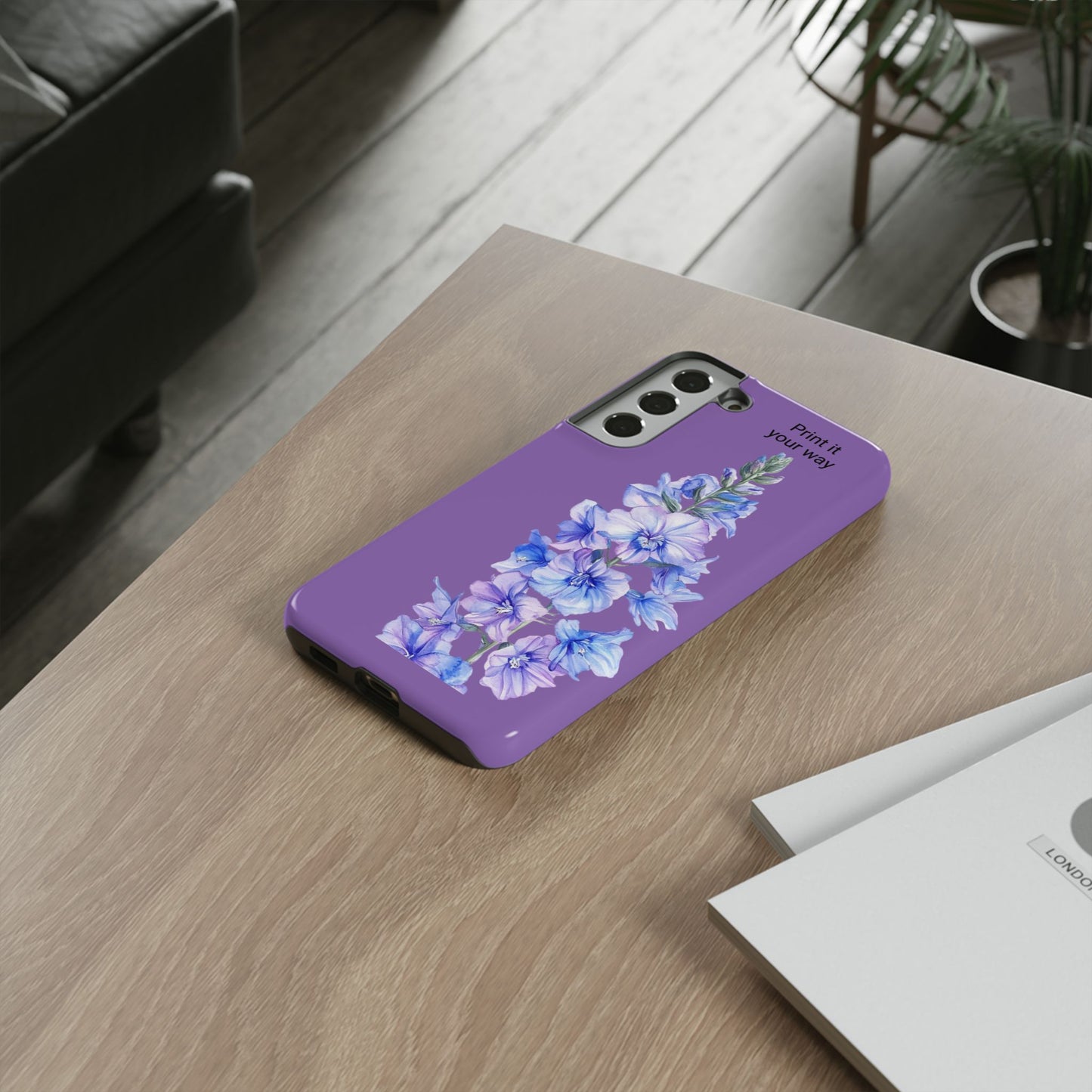 Custom cell phone tough case, Personalized Gift, July birth flower