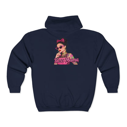 Boss Mama Zip Hoodie | Personalized Rachel, Pink Mom Design