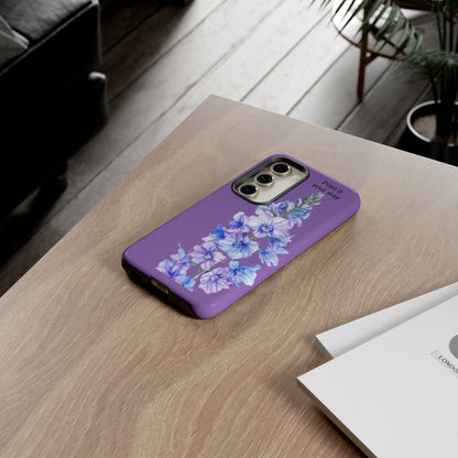 Custom cell phone tough case, Personalized Gift, July birth flower