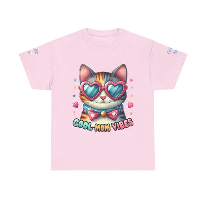 Cool Mom Vibes Cat Tee, Unisex Cotton T-Shirt, Cute Cat Shirt, Pet Lover Gift, Fun Gift for Moms, Playful Everyday Wear