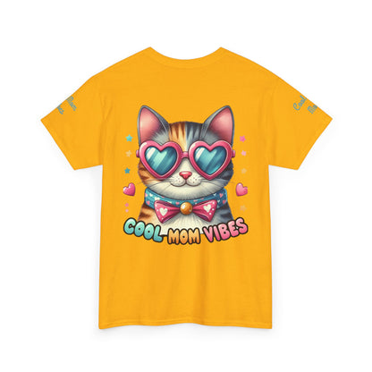Cool Mom Vibes Cat Tee, Unisex Cotton T-Shirt, Cute Cat Shirt, Pet Lover Gift, Fun Gift for Moms, Playful Everyday Wear