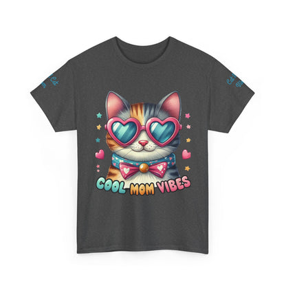 Cool Mom Vibes Cat Tee, Unisex Cotton T-Shirt, Cute Cat Shirt, Pet Lover Gift, Fun Gift for Moms, Playful Everyday Wear