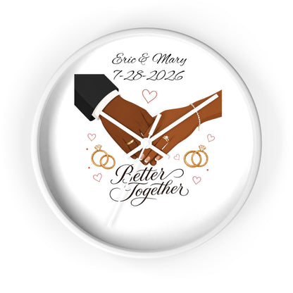 Joined Hands Wedding Rings Wall Clock | Better Together, Personalized Date