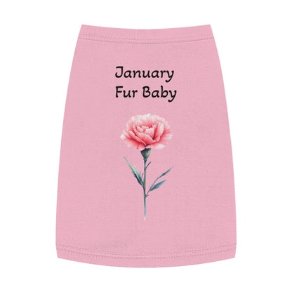 Graphic Pet Tank Top, January Fur Baby - Dog Lover Gift, Birthday Present, Floral Sleeveless Shirt, Cute Pet Apparel, Pet Owner