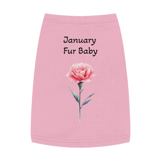 Graphic Pet Tank Top, January Fur Baby - Dog Lover Gift, Birthday Present, Floral Sleeveless Shirt, Cute Pet Apparel, Pet Owner