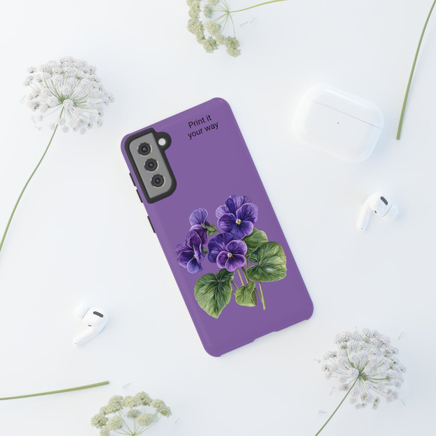 Custom cell phone tough case, Personalized Gift, February birth flower