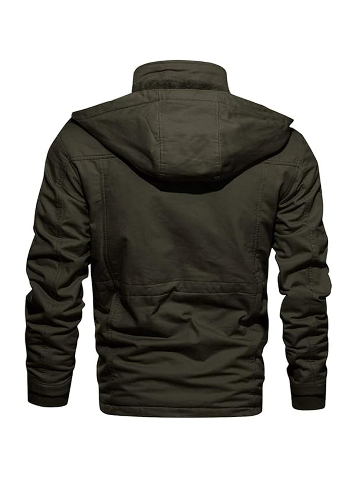 Men's Winter Windproof Full-Zip Jacket with & Detachable Hood - Heavy-Duty Multi-Pocket Parka Coat Suitable for Outdoor,, - Machine Washable Warm Jacket