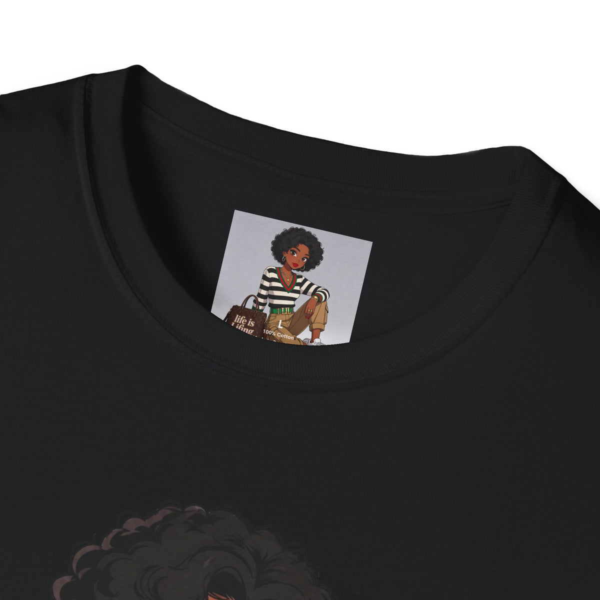 Personalizable Life Is Lifing Black Woman Graphic Tee - Two images to choose from.