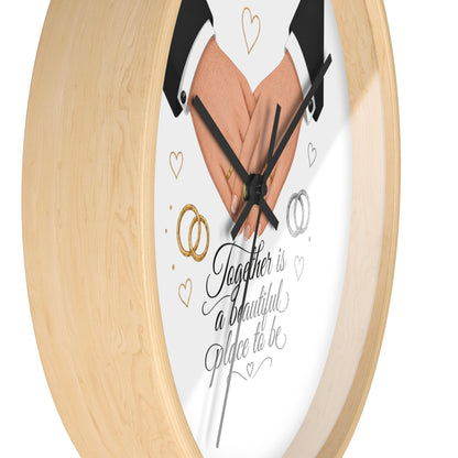 Handfasted Grooms Holding Hands Wall Clock | Wedding Rings, Personalized Date