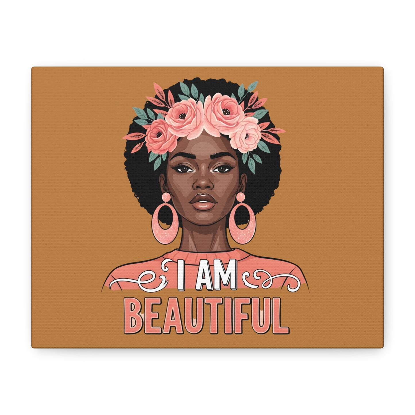 I Am Beautiful Portrait Canvas, Inspirational Wall Art, Positive Quote, Uplifting Home Decor, Modern Motivational Artwork,