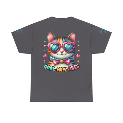 Cool Mom Vibes Cat Tee, Unisex Cotton T-Shirt, Cute Cat Shirt, Pet Lover Gift, Fun Gift for Moms, Playful Everyday Wear
