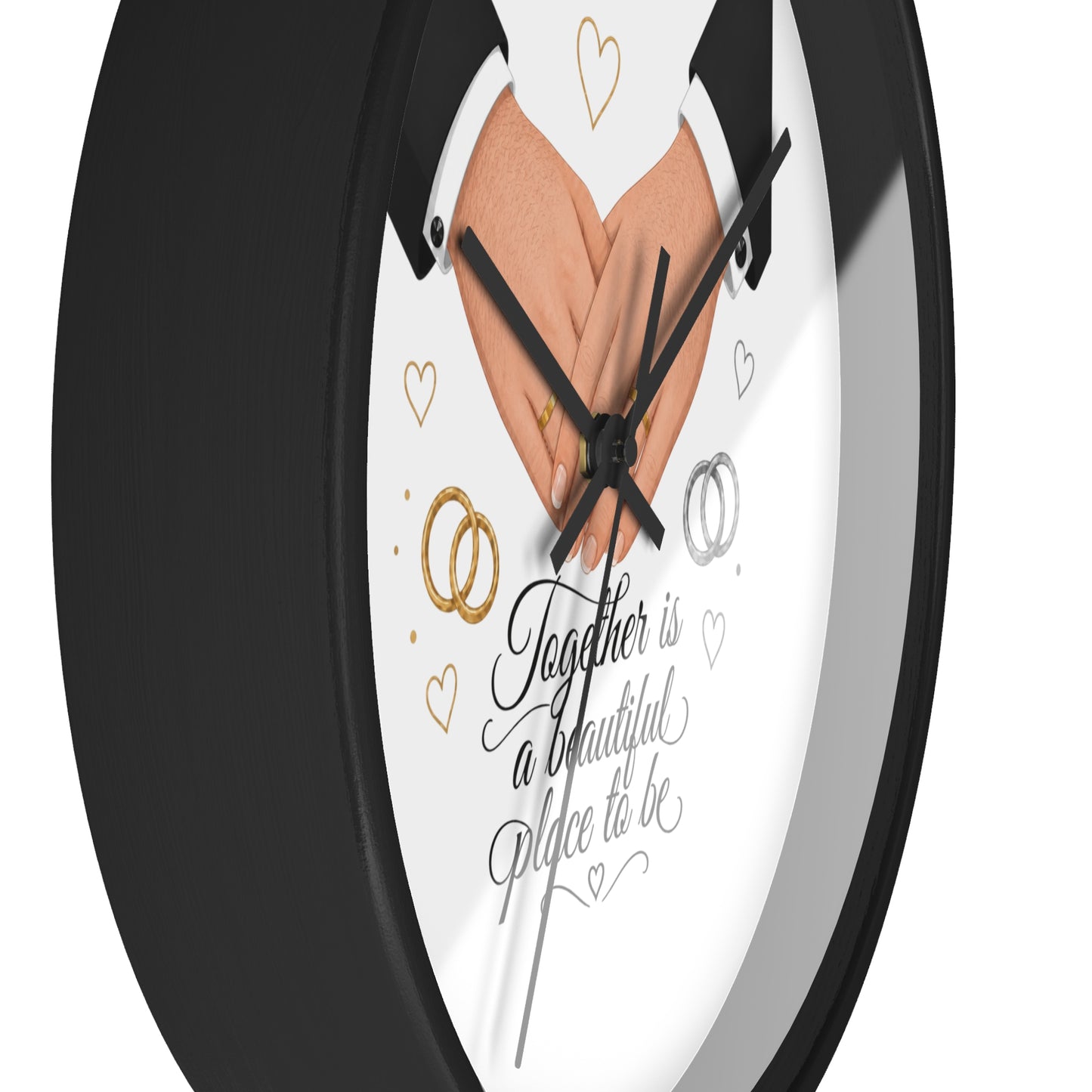 Handfasted Grooms Holding Hands Wall Clock | Wedding Rings, Personalized Date