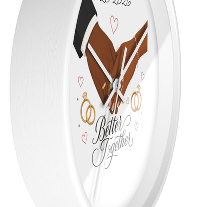 Joined Hands Wedding Rings Wall Clock | Better Together, Personalized Date