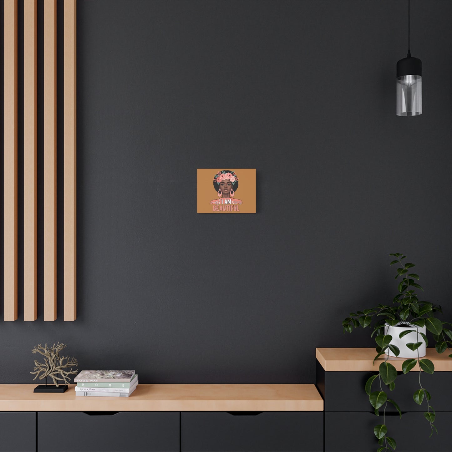 I Am Beautiful Portrait Canvas, Inspirational Wall Art, Positive Quote, Uplifting Home Decor, Modern Motivational Artwork,