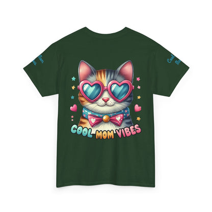 Cool Mom Vibes Cat Tee, Unisex Cotton T-Shirt, Cute Cat Shirt, Pet Lover Gift, Fun Gift for Moms, Playful Everyday Wear