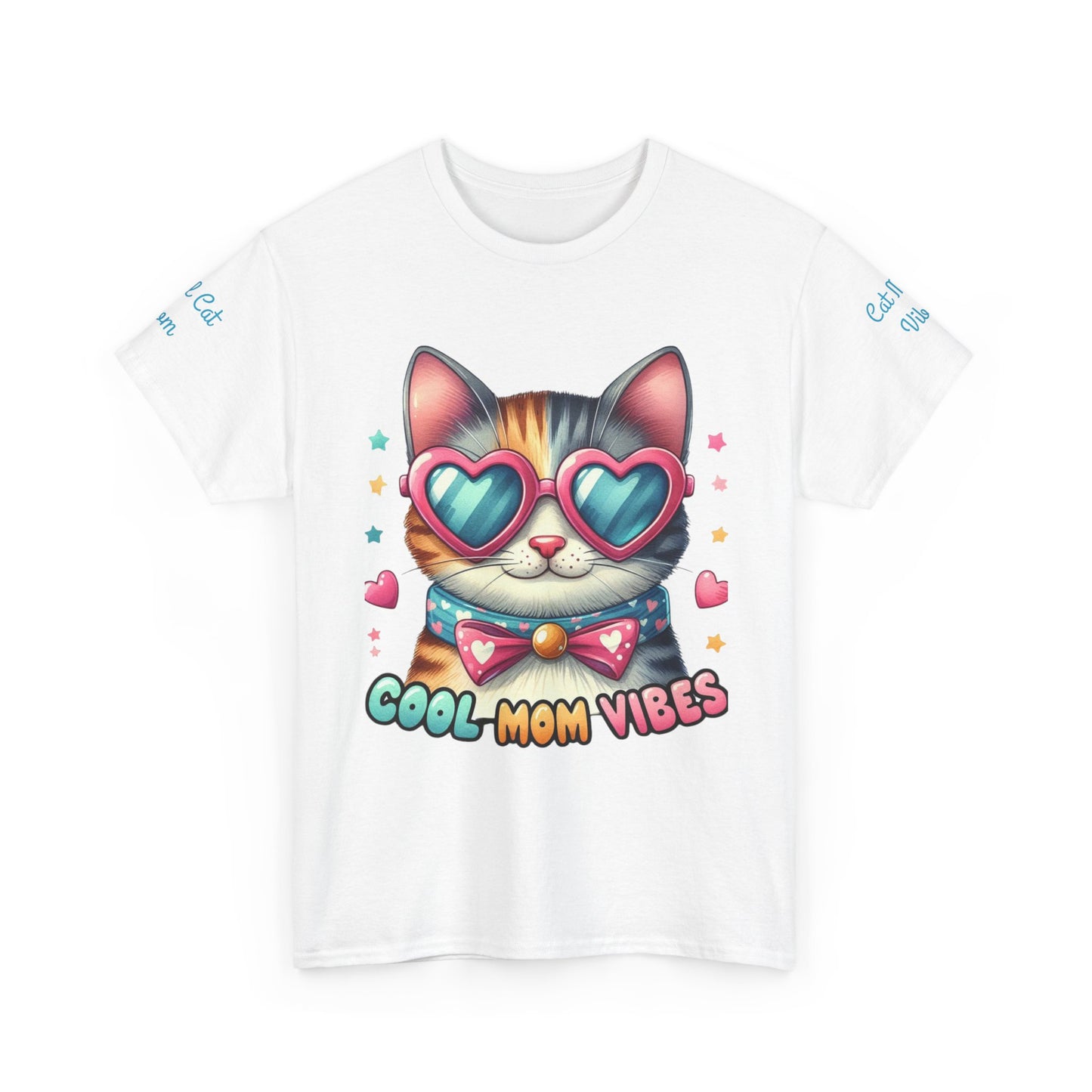 Cool Mom Vibes Cat Tee, Unisex Cotton T-Shirt, Cute Cat Shirt, Pet Lover Gift, Fun Gift for Moms, Playful Everyday Wear