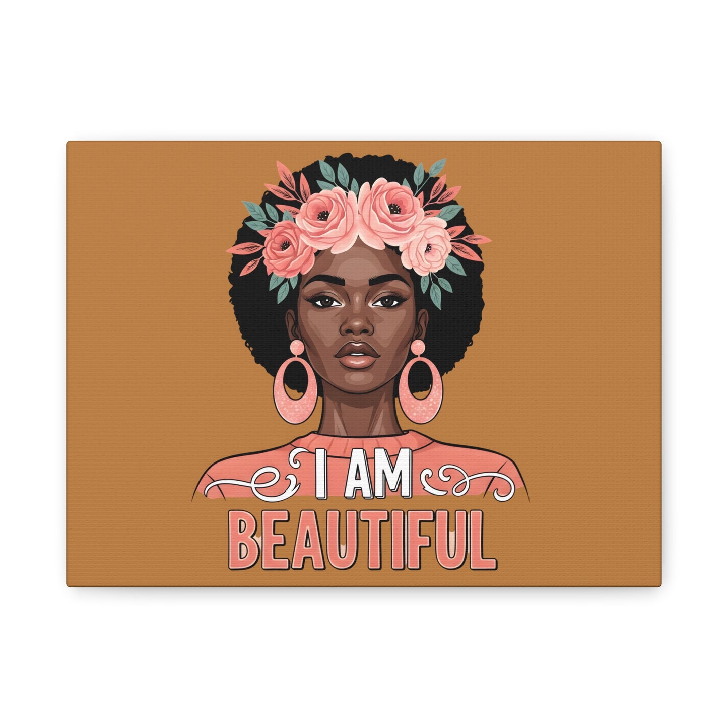I Am Beautiful Portrait Canvas, Inspirational Wall Art, Positive Quote, Uplifting Home Decor, Modern Motivational Artwork,