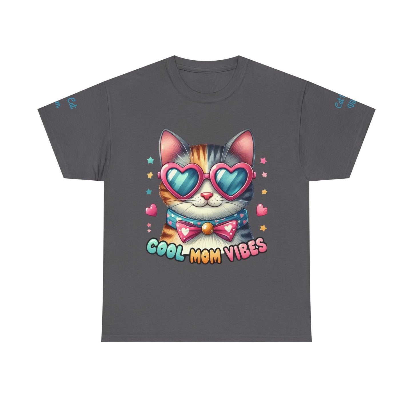 Cool Mom Vibes Cat Tee, Unisex Cotton T-Shirt, Cute Cat Shirt, Pet Lover Gift, Fun Gift for Moms, Playful Everyday Wear