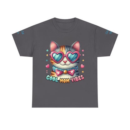 Cool Mom Vibes Cat Tee, Unisex Cotton T-Shirt, Cute Cat Shirt, Pet Lover Gift, Fun Gift for Moms, Playful Everyday Wear