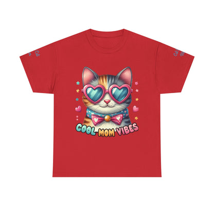 Cool Mom Vibes Cat Tee, Unisex Cotton T-Shirt, Cute Cat Shirt, Pet Lover Gift, Fun Gift for Moms, Playful Everyday Wear