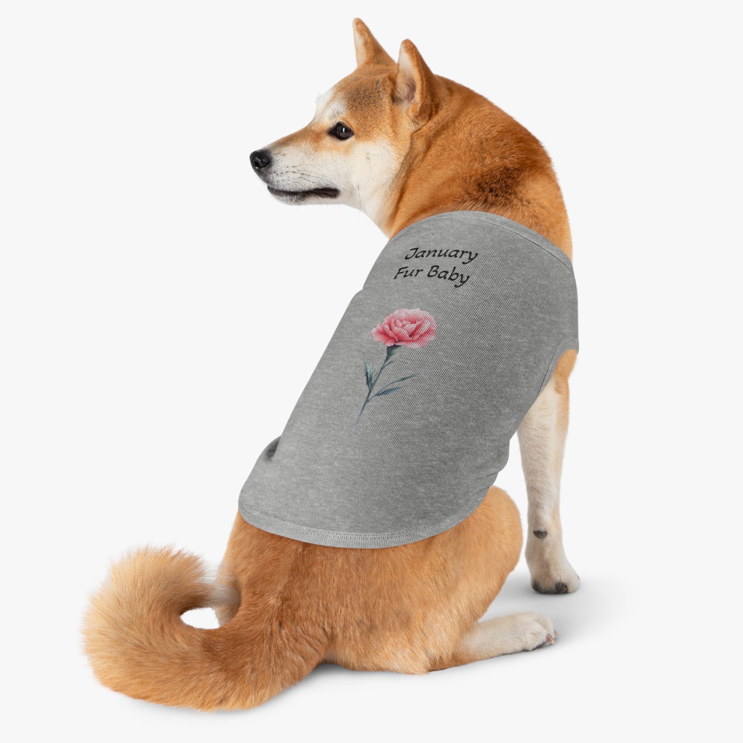 Graphic Pet Tank Top, January Fur Baby - Dog Lover Gift, Birthday Present, Floral Sleeveless Shirt, Cute Pet Apparel, Pet Owner