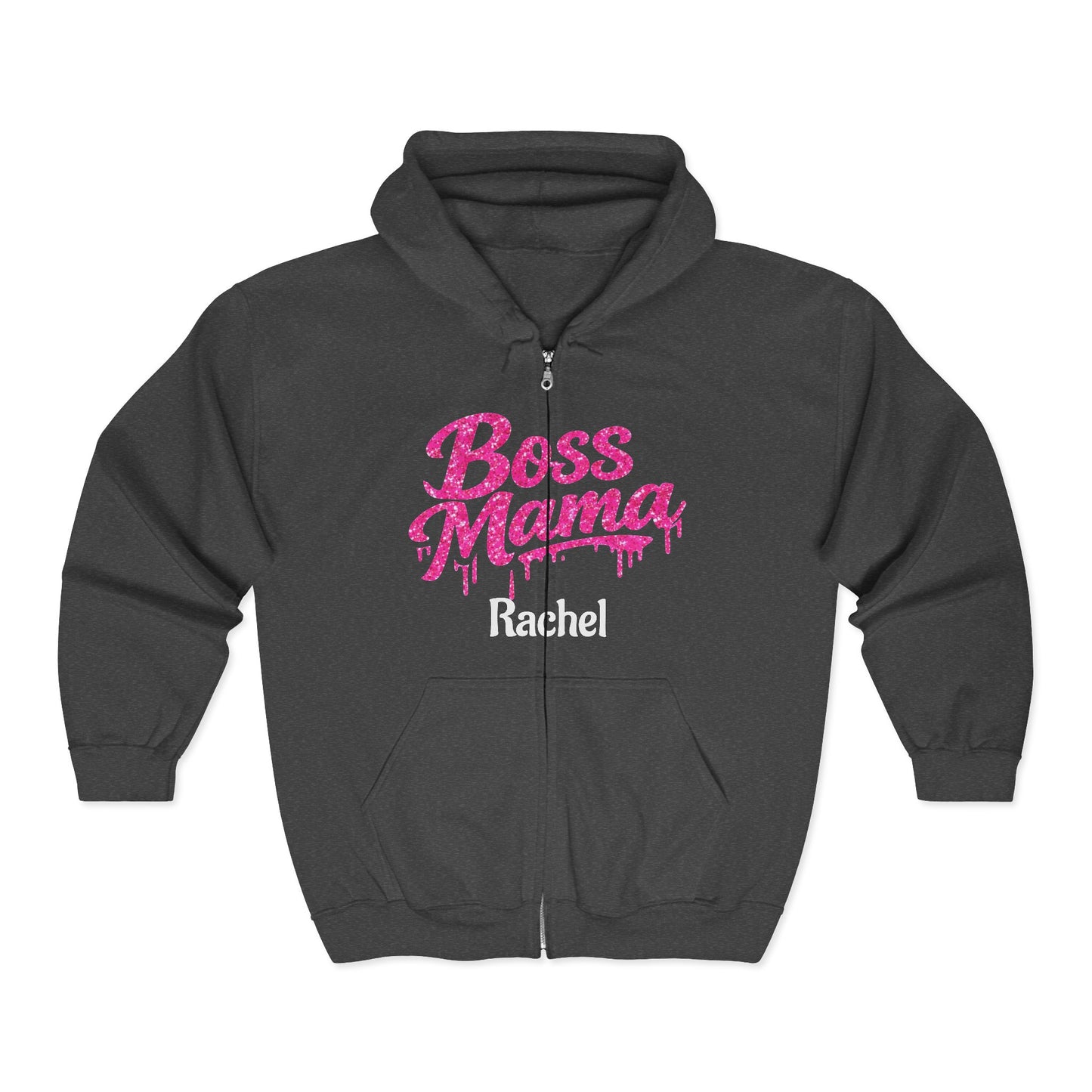 Boss Mama Zip Hoodie | Personalized Rachel, Pink Mom Design