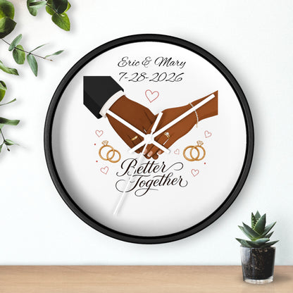 Joined Hands Wedding Rings Wall Clock | Better Together, Personalized Date