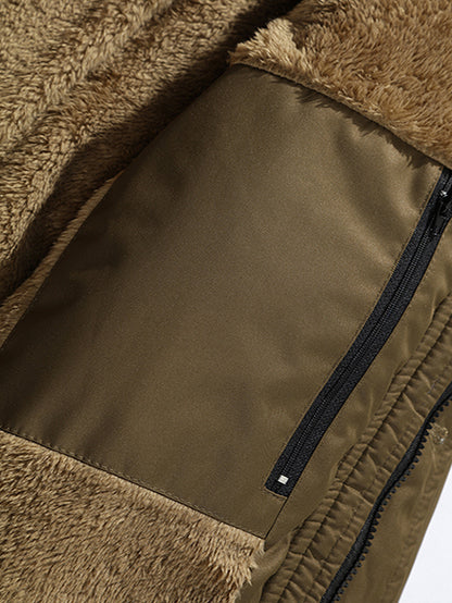 Plus Velvet Thick Warm Wool Collar Men's Mid-length Jacket Coat, Casual Parka