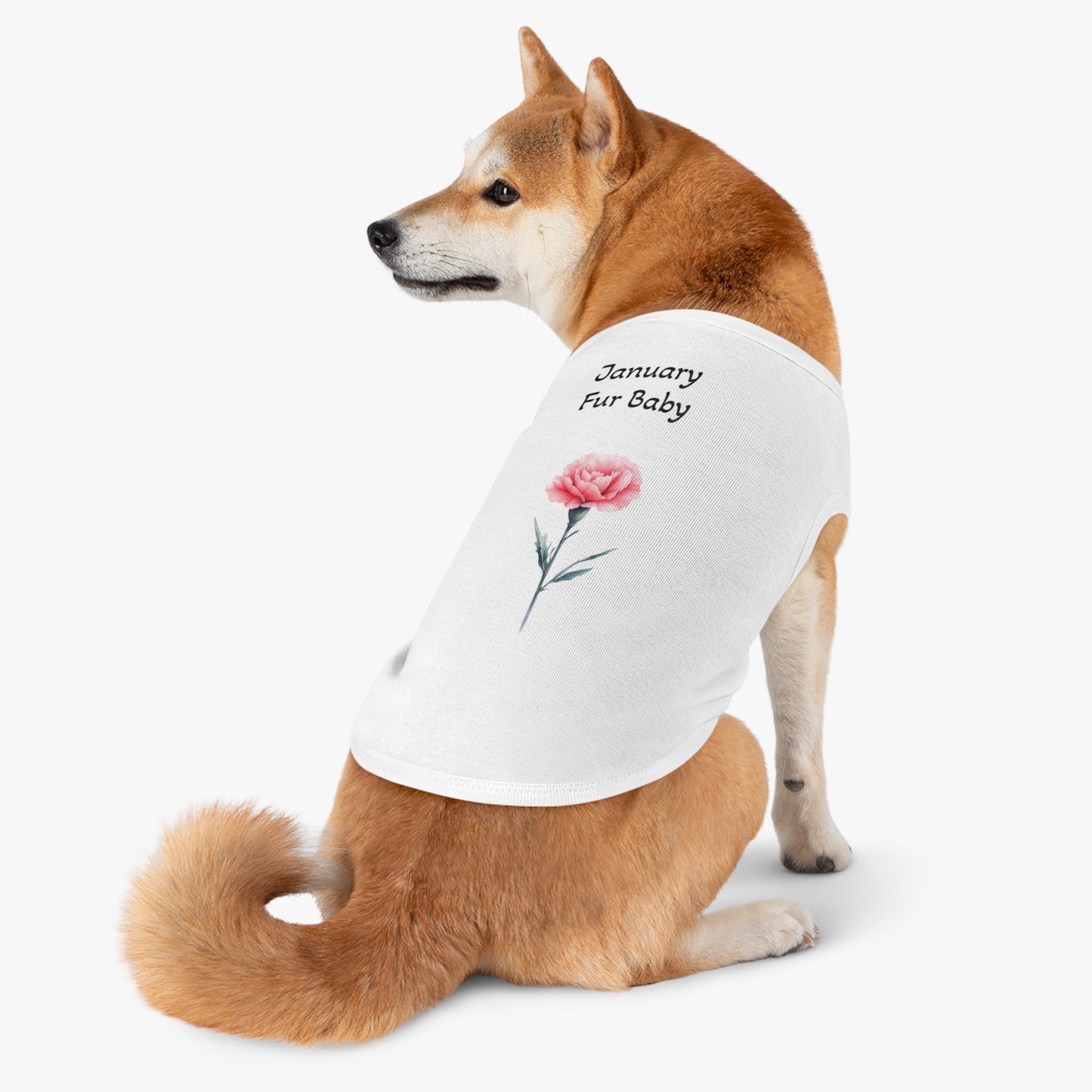 Graphic Pet Tank Top, January Fur Baby - Dog Lover Gift, Birthday Present, Floral Sleeveless Shirt, Cute Pet Apparel, Pet Owner