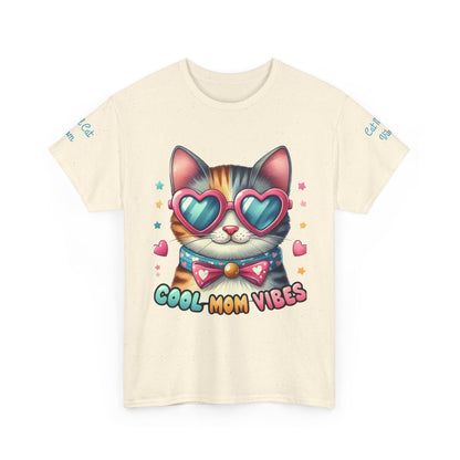 Cool Mom Vibes Cat Tee, Unisex Cotton T-Shirt, Cute Cat Shirt, Pet Lover Gift, Fun Gift for Moms, Playful Everyday Wear