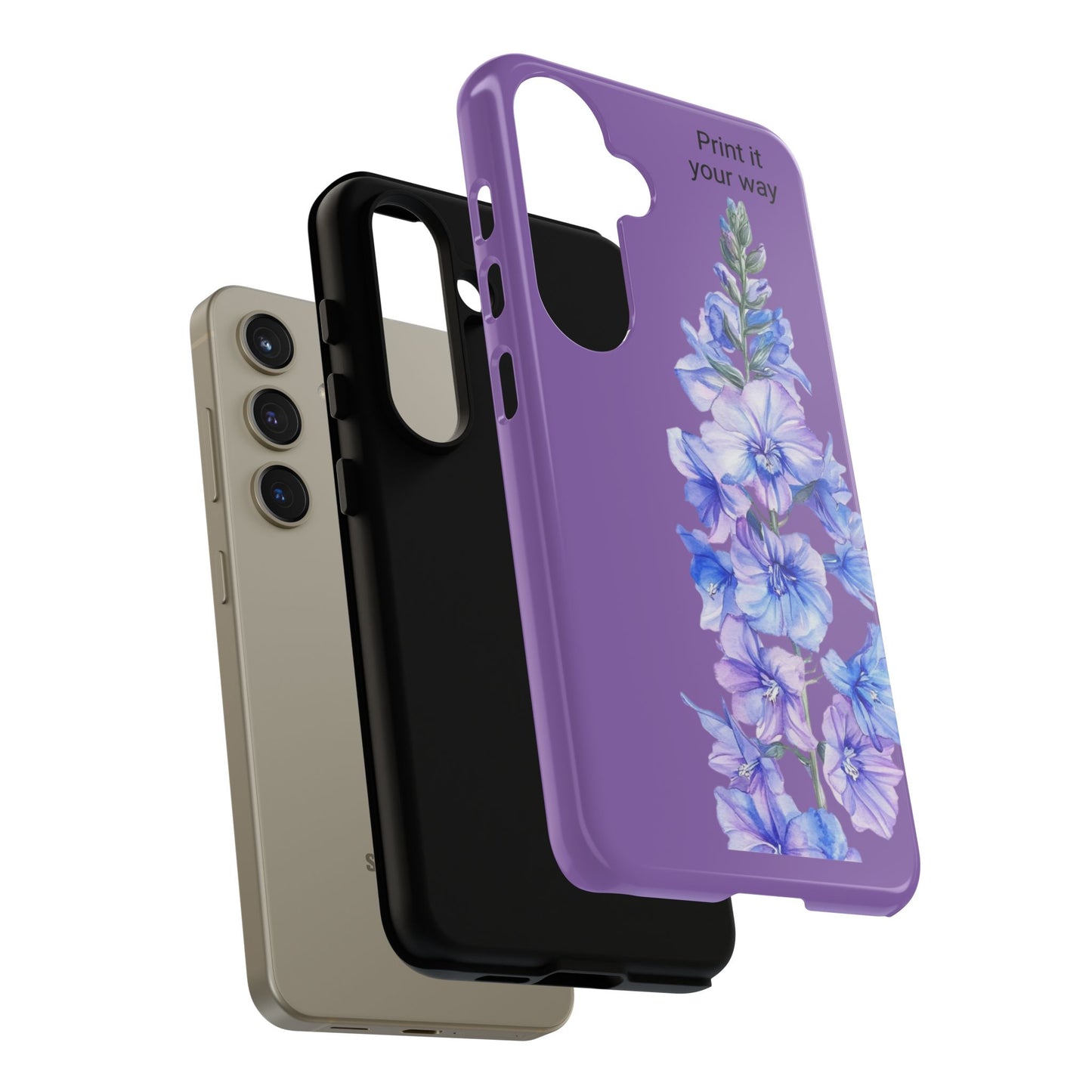 Custom cell phone tough case, Personalized Gift, July birth flower