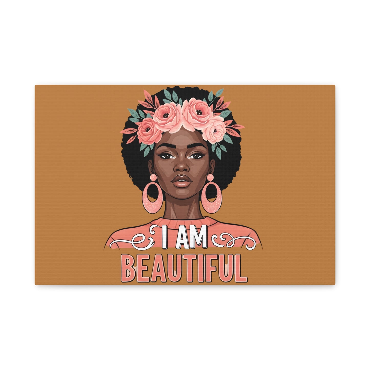 I Am Beautiful Portrait Canvas, Inspirational Wall Art, Positive Quote, Uplifting Home Decor, Modern Motivational Artwork,