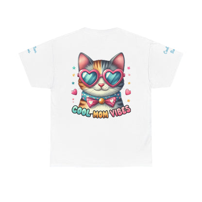 Cool Mom Vibes Cat Tee, Unisex Cotton T-Shirt, Cute Cat Shirt, Pet Lover Gift, Fun Gift for Moms, Playful Everyday Wear