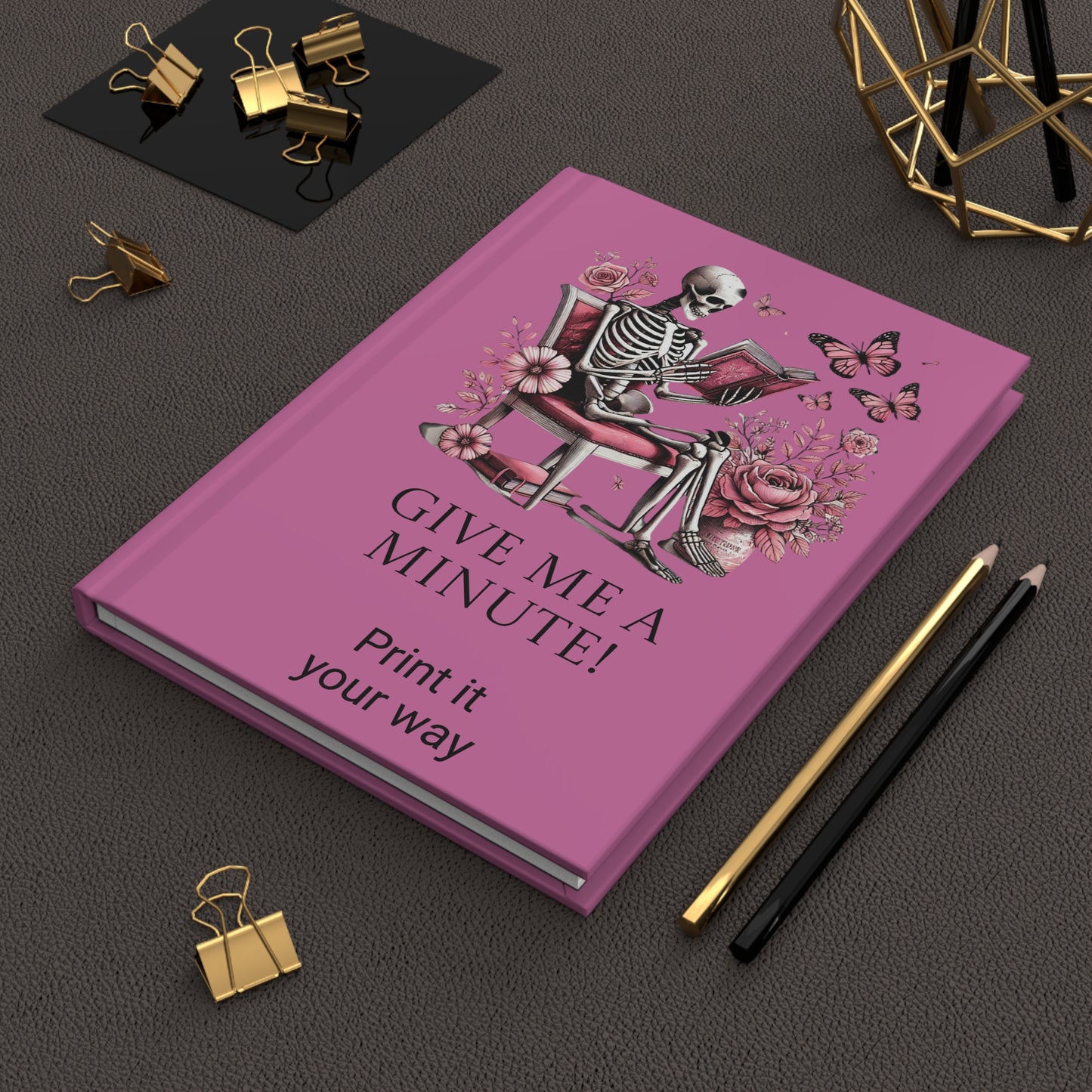 Sassy Skeleton Journal, Gothic Notebook for Writers, Cute Gift for Christmas, Birthday, Quotes Journal, Floral Sketchbook