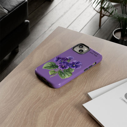 Custom cell phone tough case, Personalized Gift, February birth flower