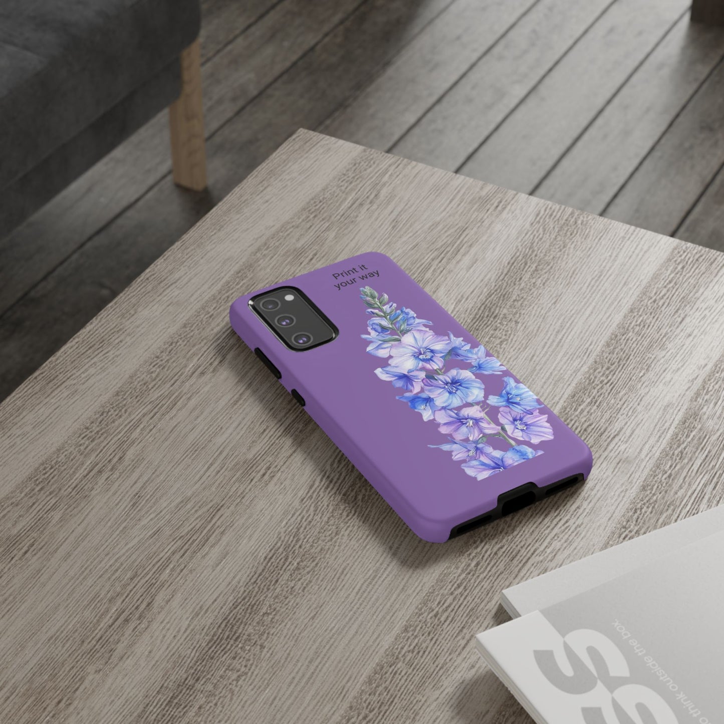 Custom cell phone tough case, Personalized Gift, July birth flower