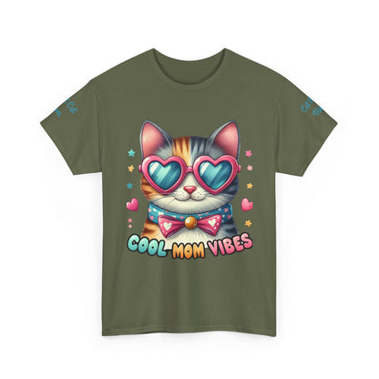 Cool Mom Vibes Cat Tee, Unisex Cotton T-Shirt, Cute Cat Shirt, Pet Lover Gift, Fun Gift for Moms, Playful Everyday Wear