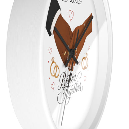 Joined Hands Wedding Rings Wall Clock | Better Together, Personalized Date