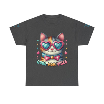 Cool Mom Vibes Cat Tee, Unisex Cotton T-Shirt, Cute Cat Shirt, Pet Lover Gift, Fun Gift for Moms, Playful Everyday Wear