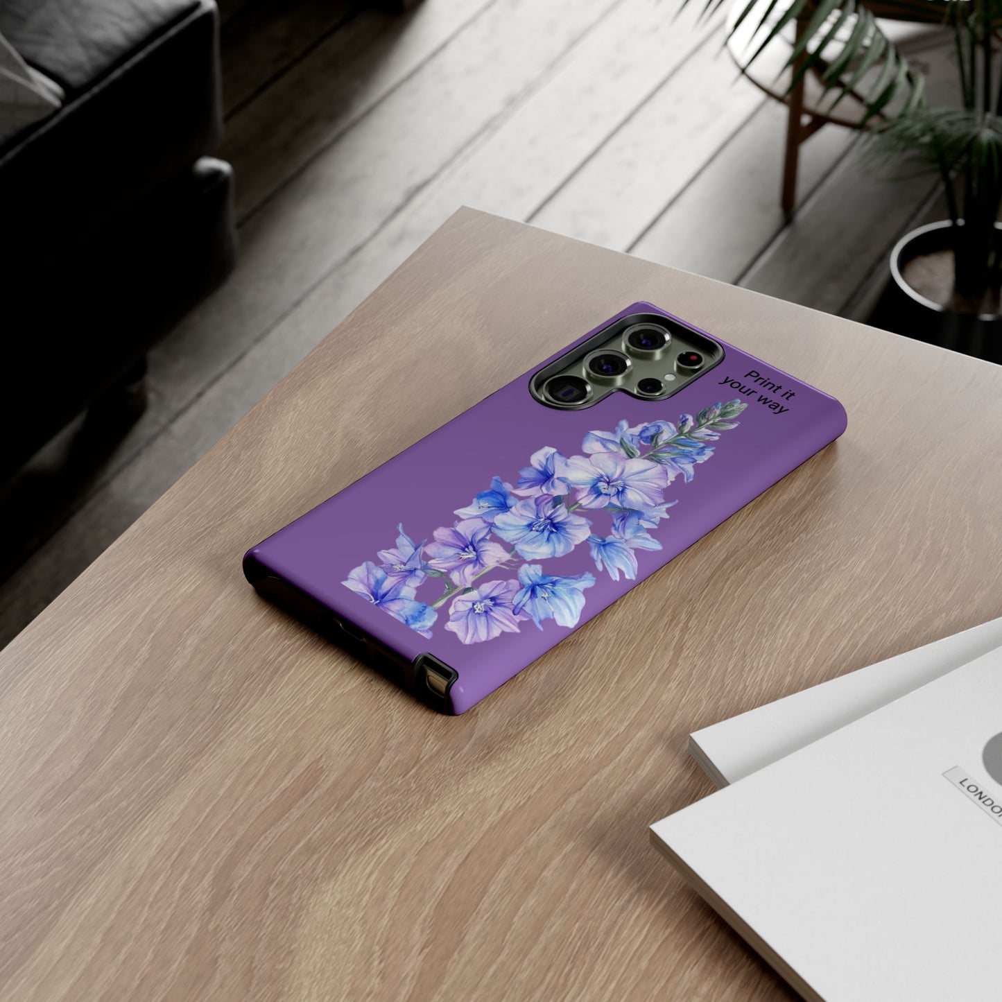 Custom cell phone tough case, Personalized Gift, July birth flower