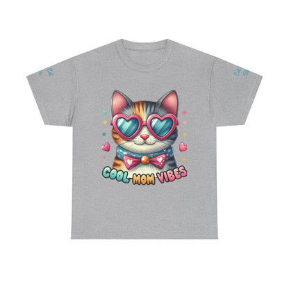Cool Mom Vibes Cat Tee, Unisex Cotton T-Shirt, Cute Cat Shirt, Pet Lover Gift, Fun Gift for Moms, Playful Everyday Wear