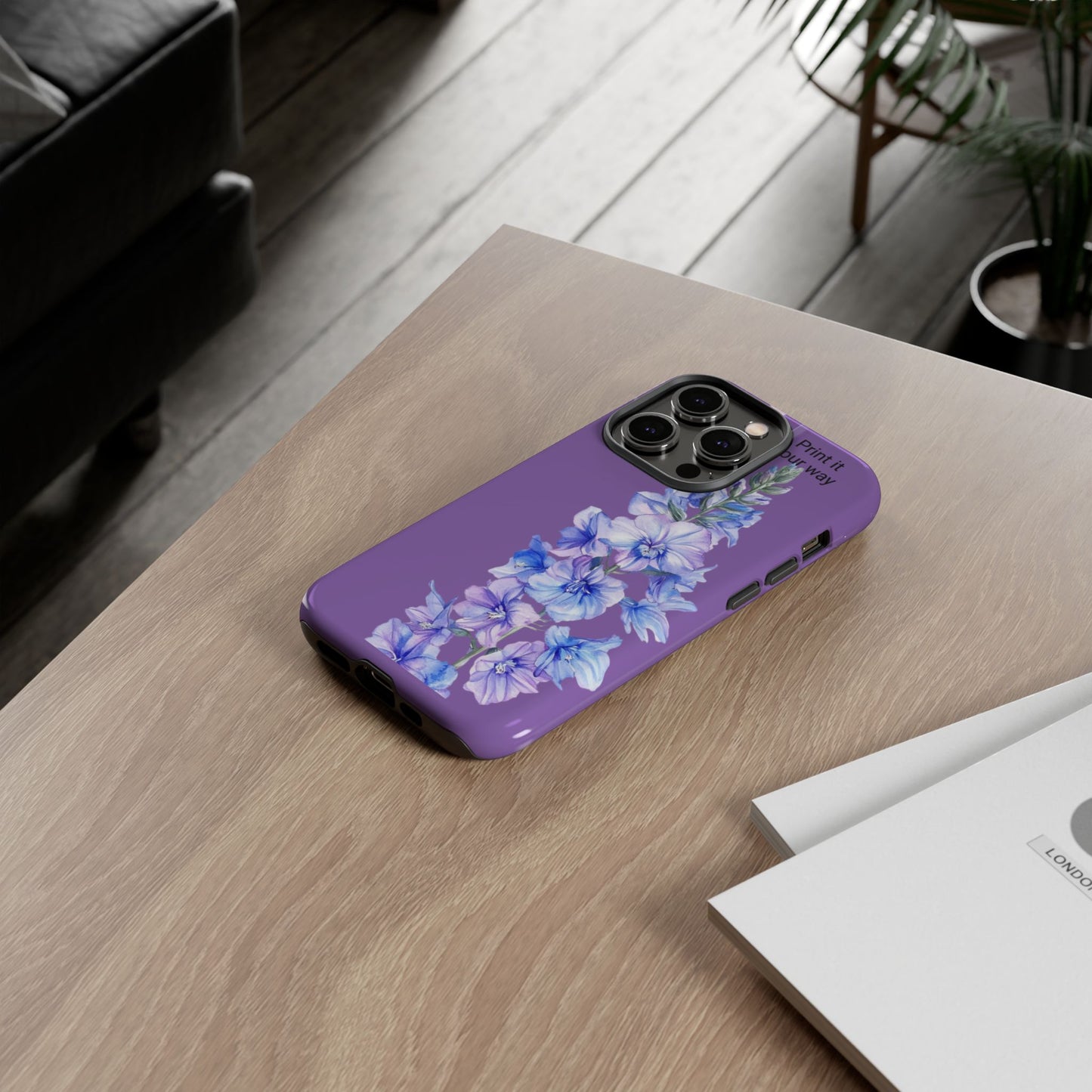 Custom cell phone tough case, Personalized Gift, July birth flower