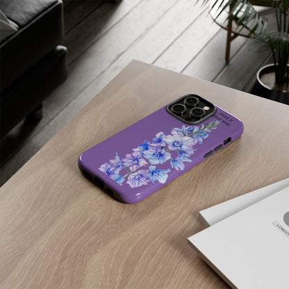 Custom cell phone tough case, Personalized Gift, July birth flower