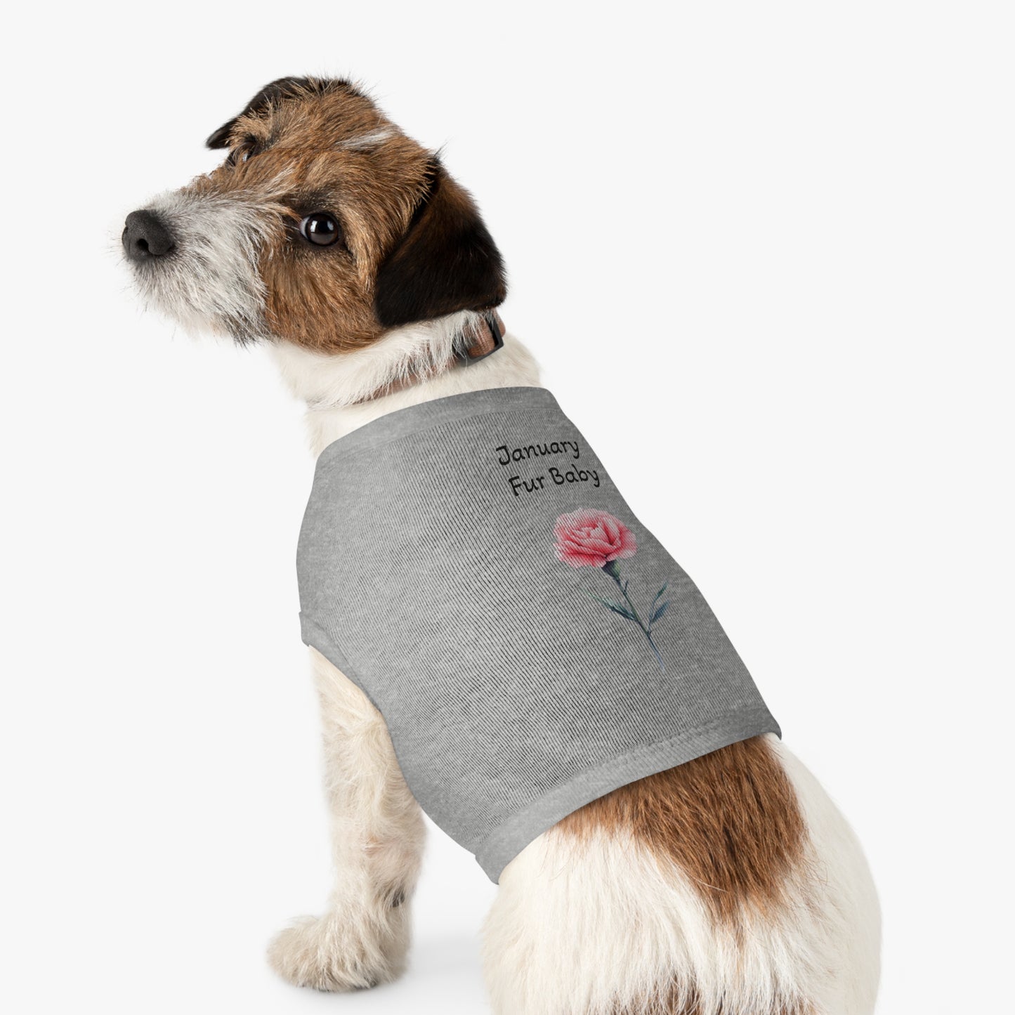 Graphic Pet Tank Top, January Fur Baby - Dog Lover Gift, Birthday Present, Floral Sleeveless Shirt, Cute Pet Apparel, Pet Owner