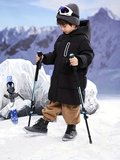 Youngsters' WarmthMax Hooded Parka Jacket - Ultra-Thick, Windproof, and Water-Resistant Winter Coat with Multiple Pockets for Boys and Girls, Machine Washable, Easy Care, and Perfect for Outdoor Play